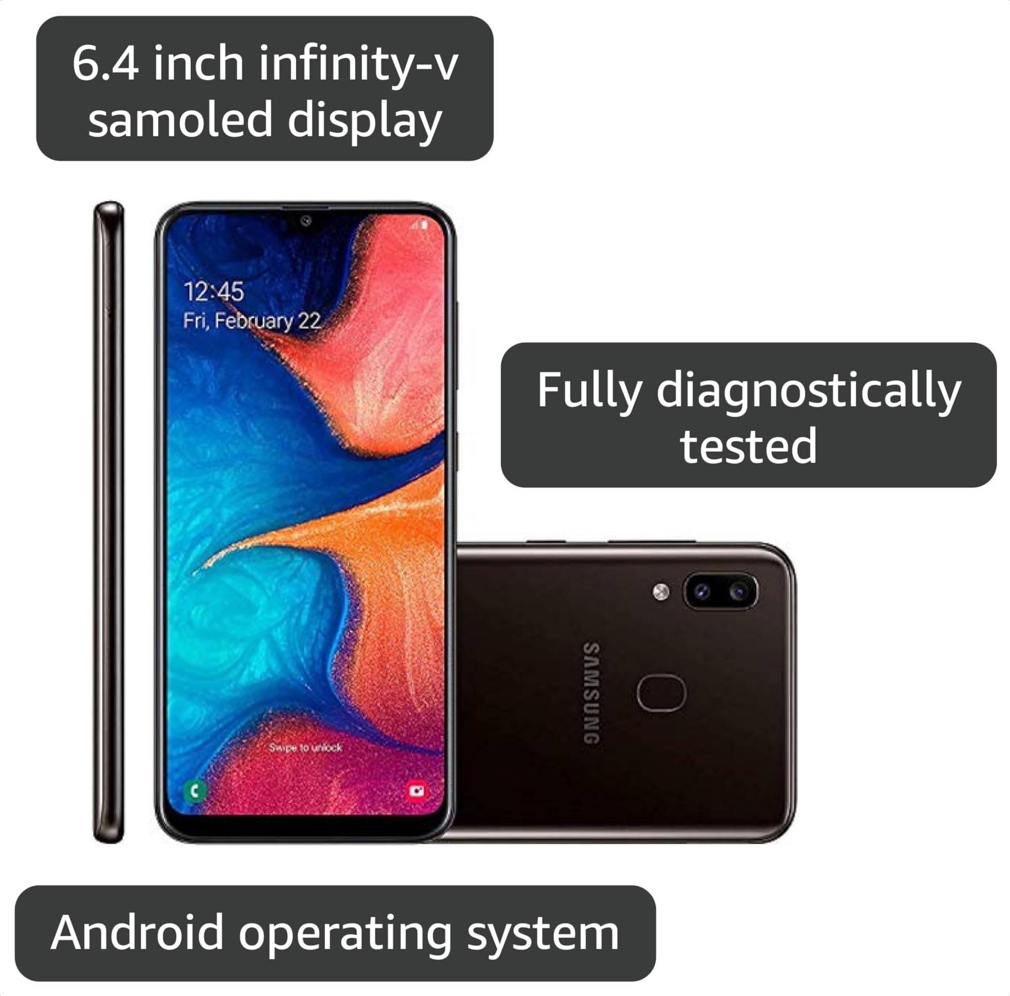 Amazon.com: Samsung Galaxy A20, 32GB, Black - Locked to T-Mobile